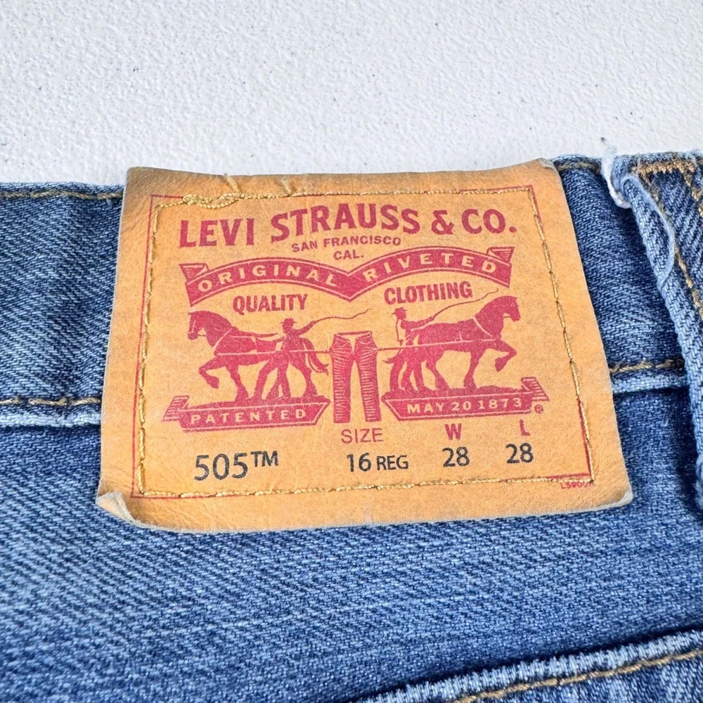 Levis 505 Regular Fit Girls Jeans Size 16 Medium Wash Denim 28x28 5505-778